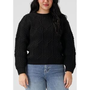 NEW THE NORMAL BRAND elodie novelty crew sweater in black